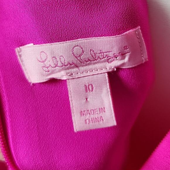 Lilly Pulitzer Berry Sangria Pink Abrielle Cold Shoulder Long Sleeve Dress Sz 10 - Picture 8 of 9